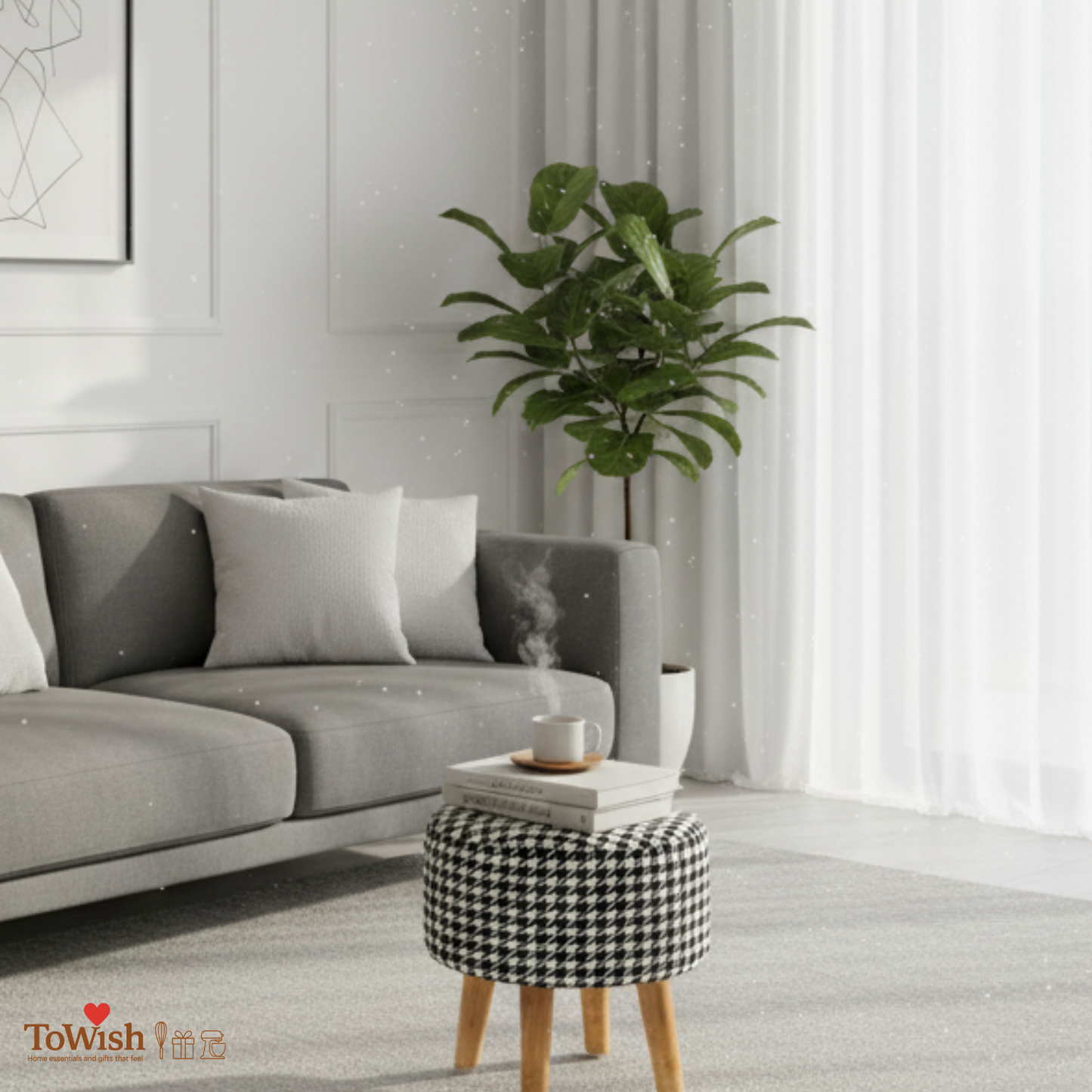 Warli Ottoman Stool - Printed (Height-16" Inch x Diameter-16" Inch), Premium Quality