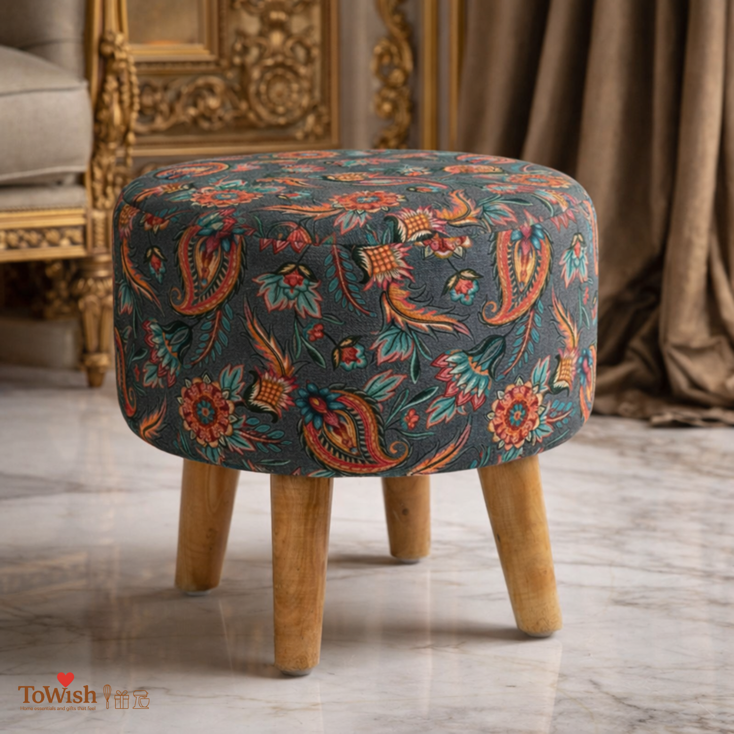 Jaipur Festive Ottoman — Limited Edition Handcrafted with Premium Print
