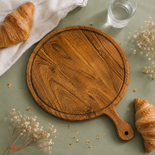 ToWish Round Paddle Chopping Board – Premium Acacia Wood