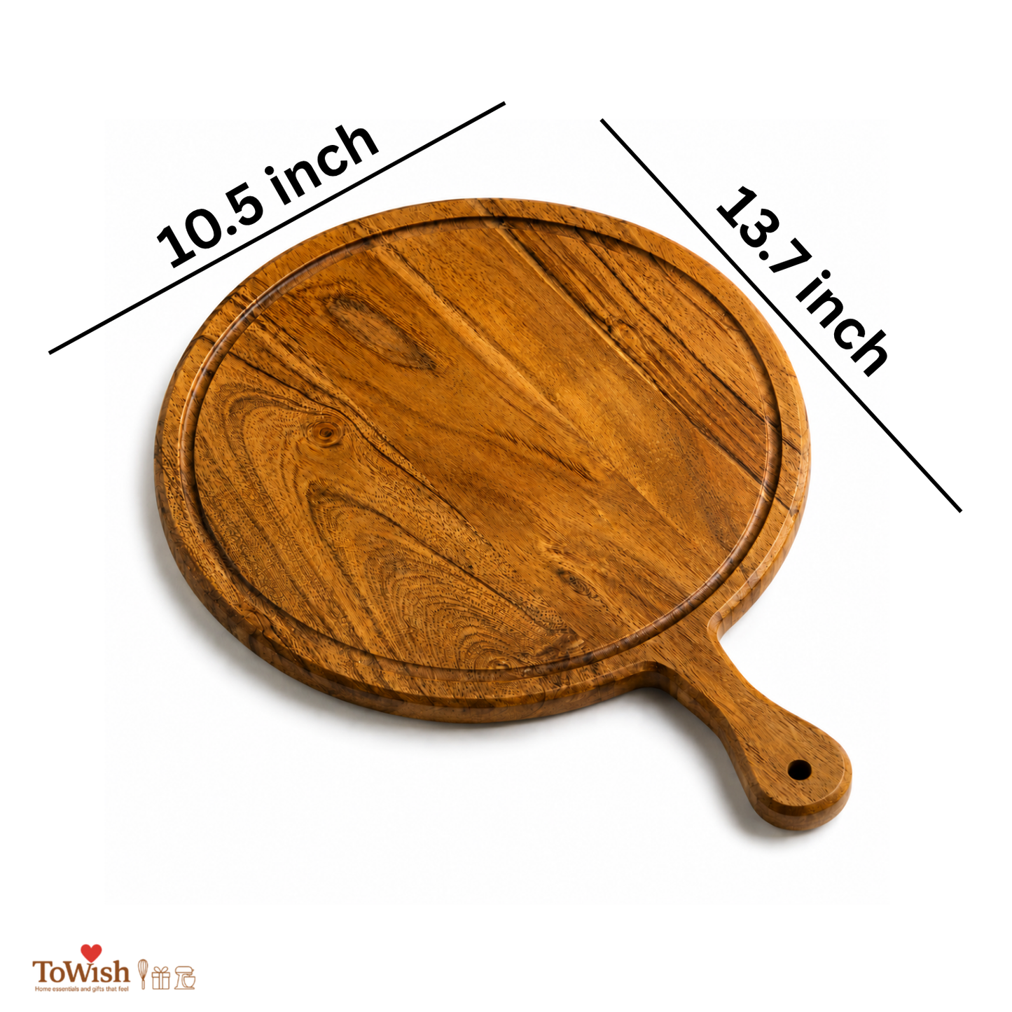 ToWish Round Paddle Chopping Board – Premium Acacia Wood