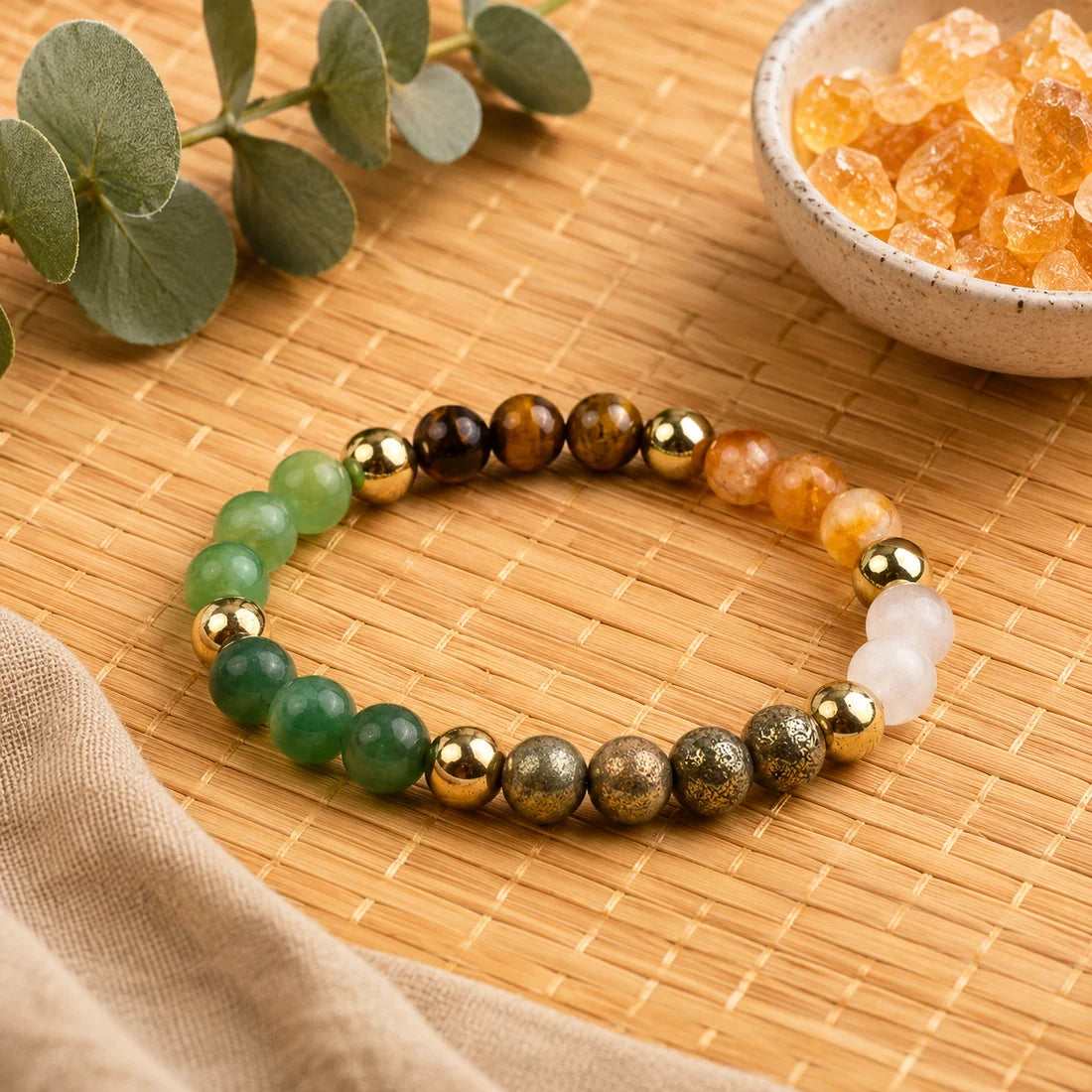Dhan Yog Crystal Bracelet for Wealth & Growth | Natural Stone Prosperity Bracelet | Lab Certificate