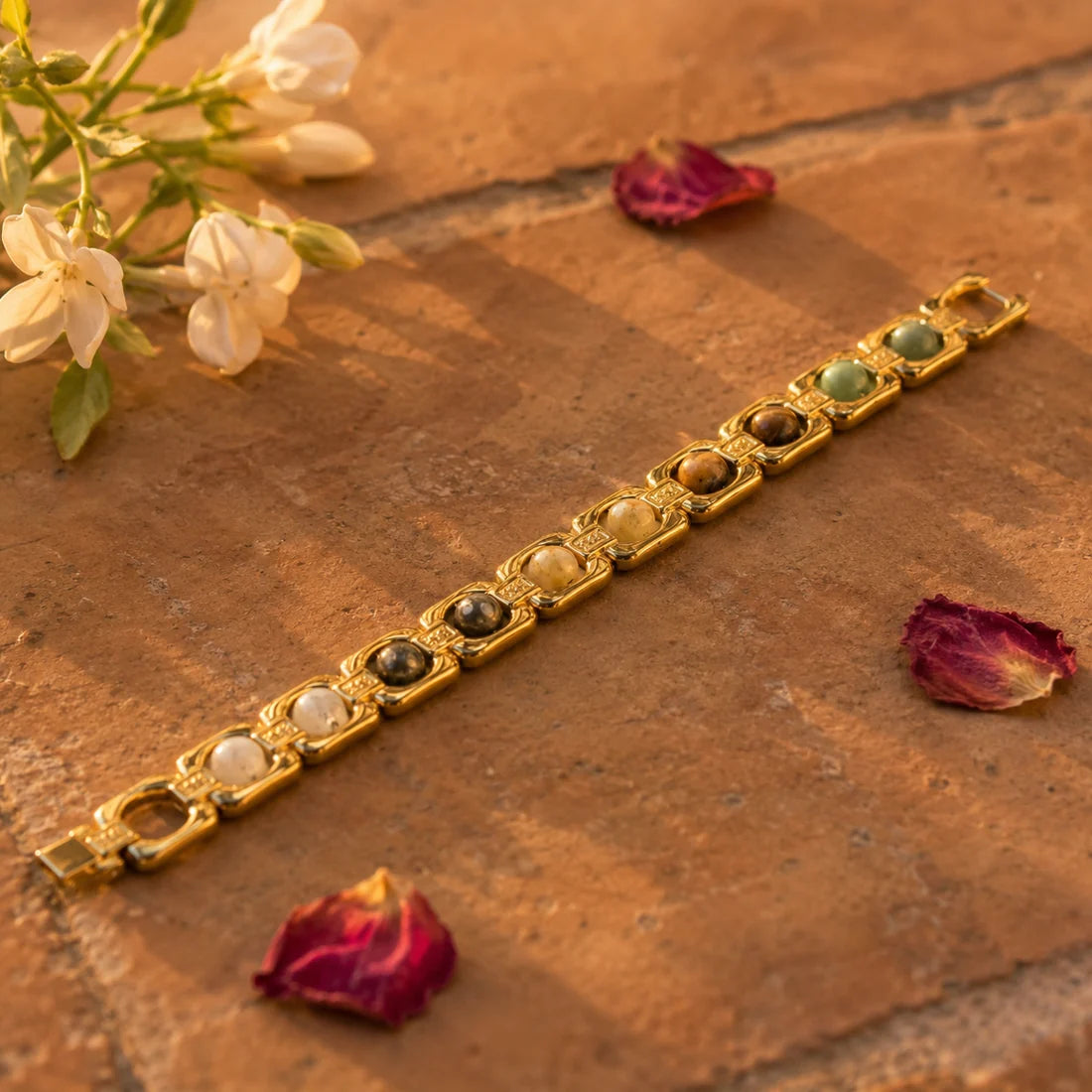Dhan Yog Metal Bracelet in Antique Gold Finish | Crystal Bracelet for Wealth & Prosperity | Lab Certificate