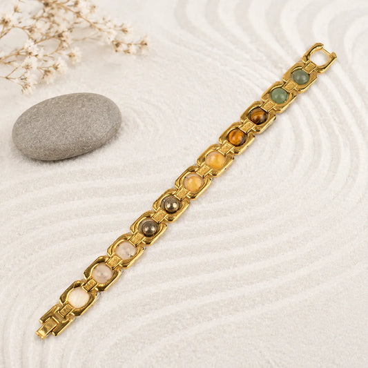 Dhan Yog Metal Bracelet in Antique Gold Finish | Crystal Bracelet for Wealth & Prosperity | Lab Certificate