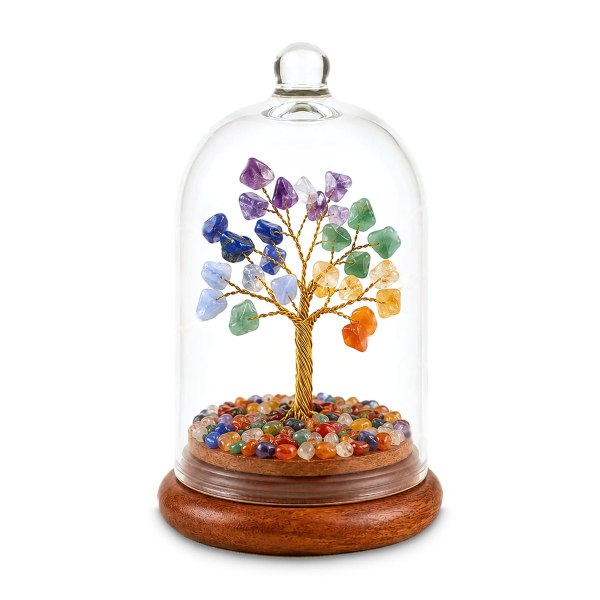 7 Chakra Crystal Wish Tree with Glass Dome | Home Decor & Gift | Lab Certificate