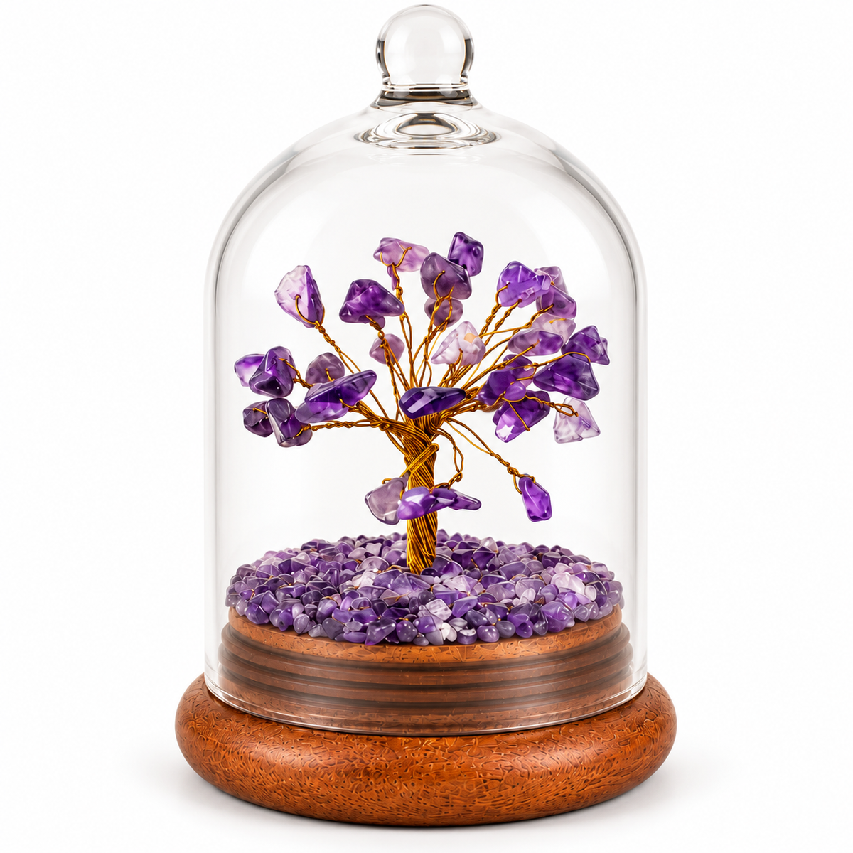 Amethyst Crystal Wish Tree with Glass Dome | Home Decor & Gift | Lab Certificate