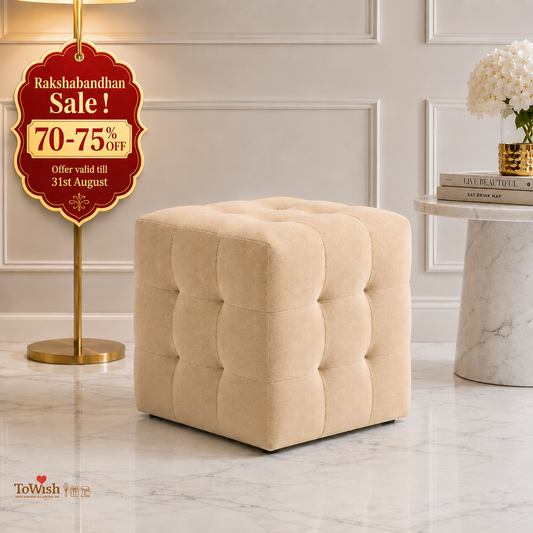 Sand Luxe Ottoman Stool - Premium Imported Holland Fabric
