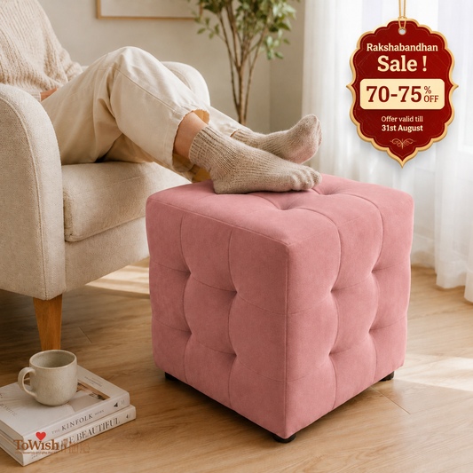 Blush Luxe Ottoman Stool - Premium Imported Holland Fabric