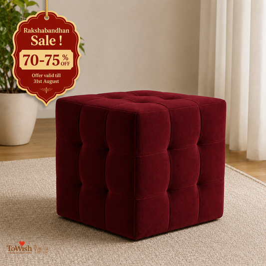 Ruby Luxe Ottoman Stool - Premium Imported Holland Fabric