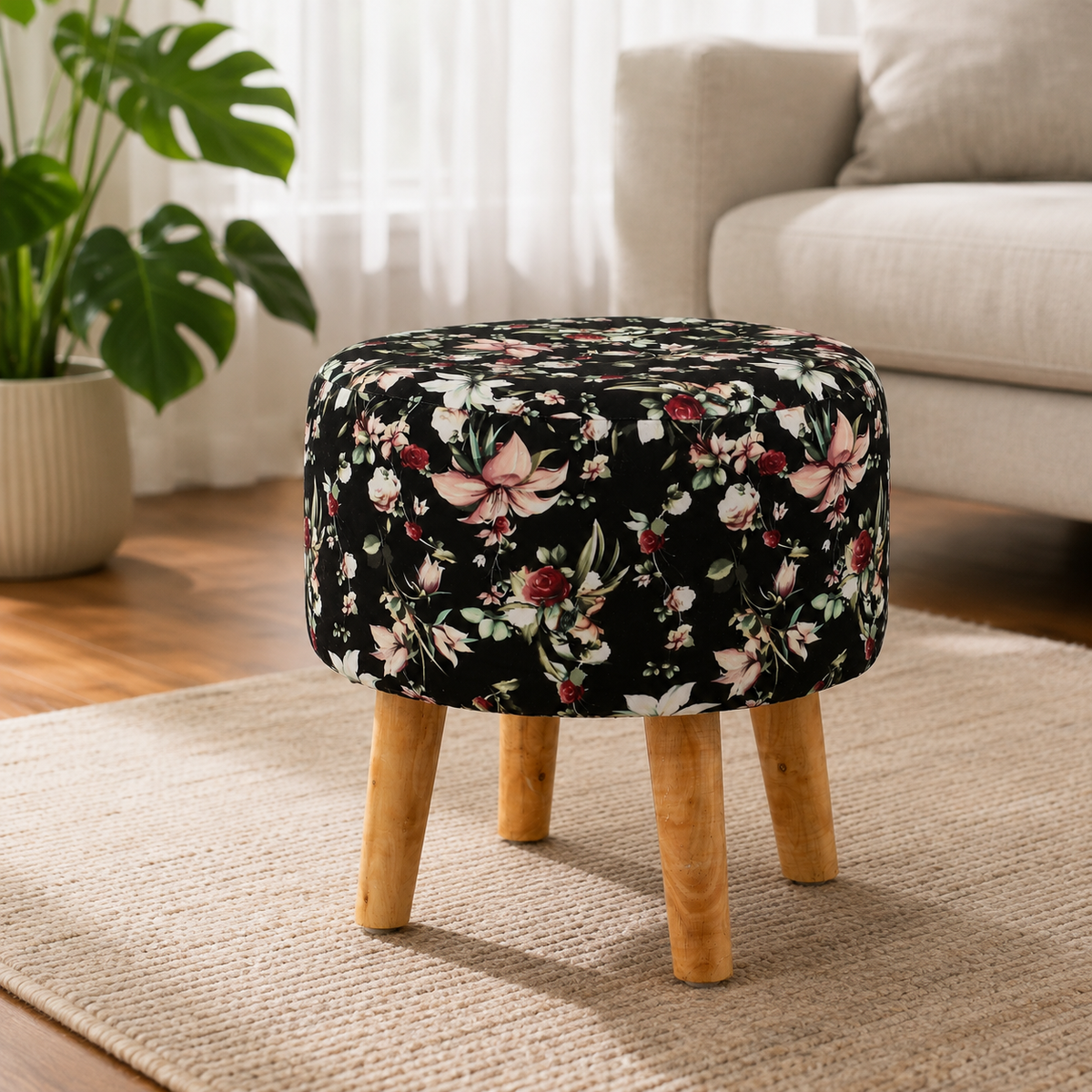 Pink Lilly Hand Crafted Premium Warli Ottoman