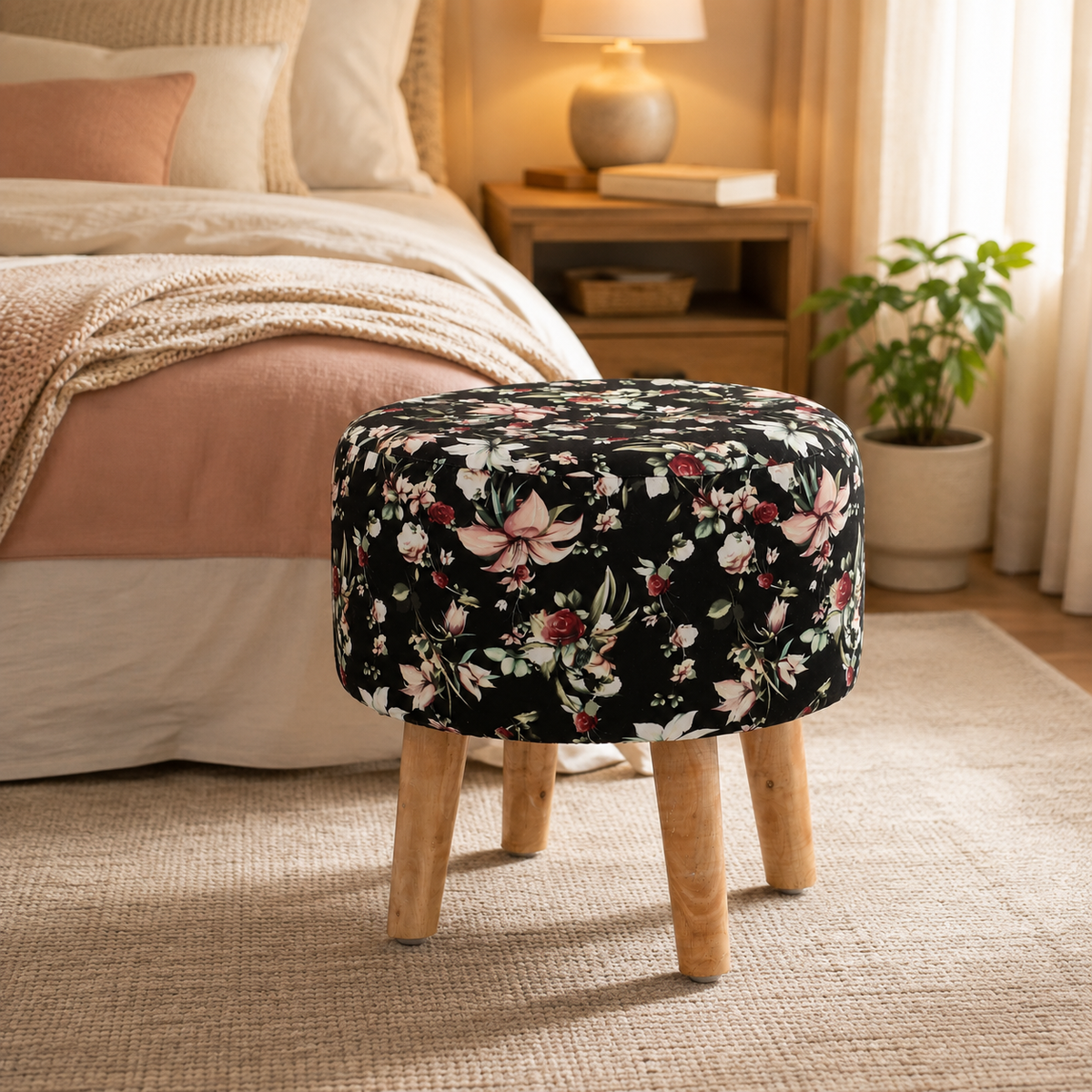 Pink Lilly Hand Crafted Premium Warli Ottoman