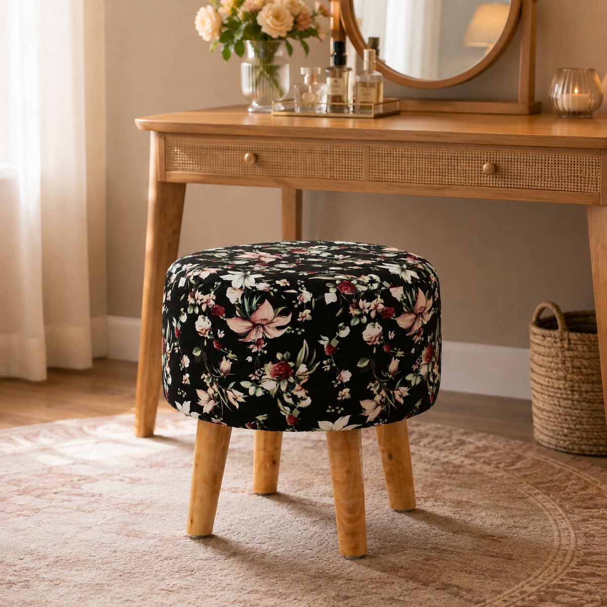 Pink Lilly Hand Crafted Premium Warli Ottoman