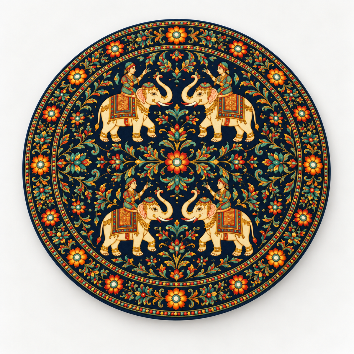 Mewar Heritage Ottoman - Limited Edition, Handcrafted with Premium Print
