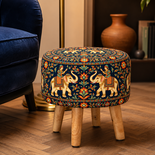 Mewar Heritage Ottoman - Limited Edition, Handcrafted with Premium Print