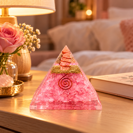Rose Quartz Love Attraction Orgonite Pyramid | Home Decor & Gift | Lab Certificate