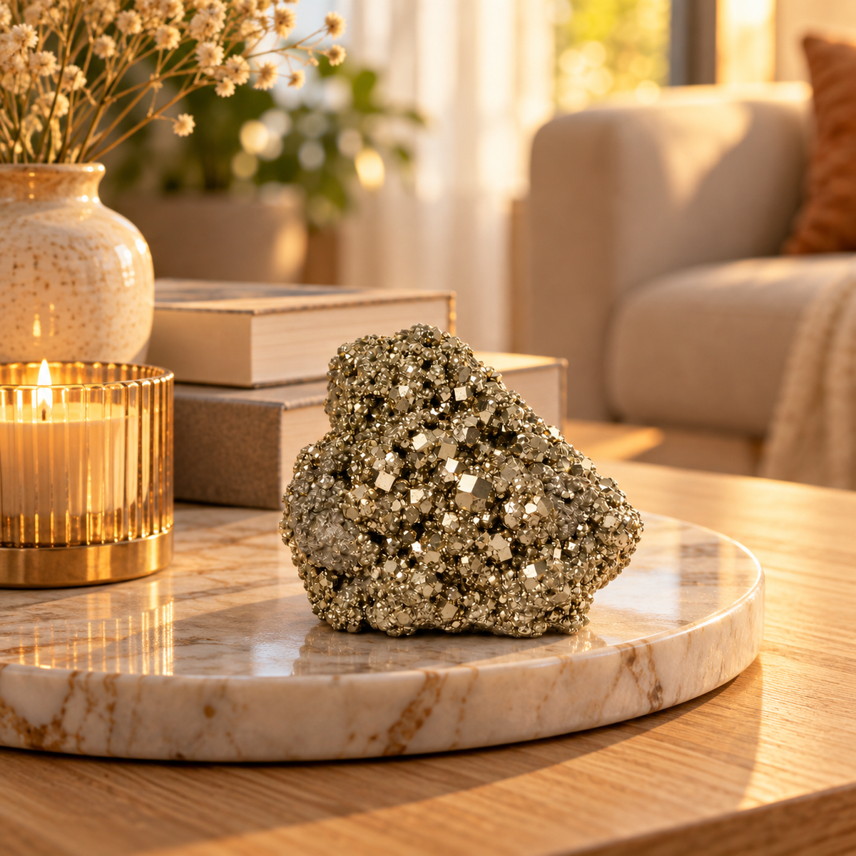 Natural Pyrite Raw Crystal Cluster Stone | Positive Energy Decor & Gift | Lab Certificate