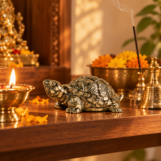 Vastu Pyrite Tortoise (Kachhua) | Abundance, Longevity & Protection Idol | Lab Certificate