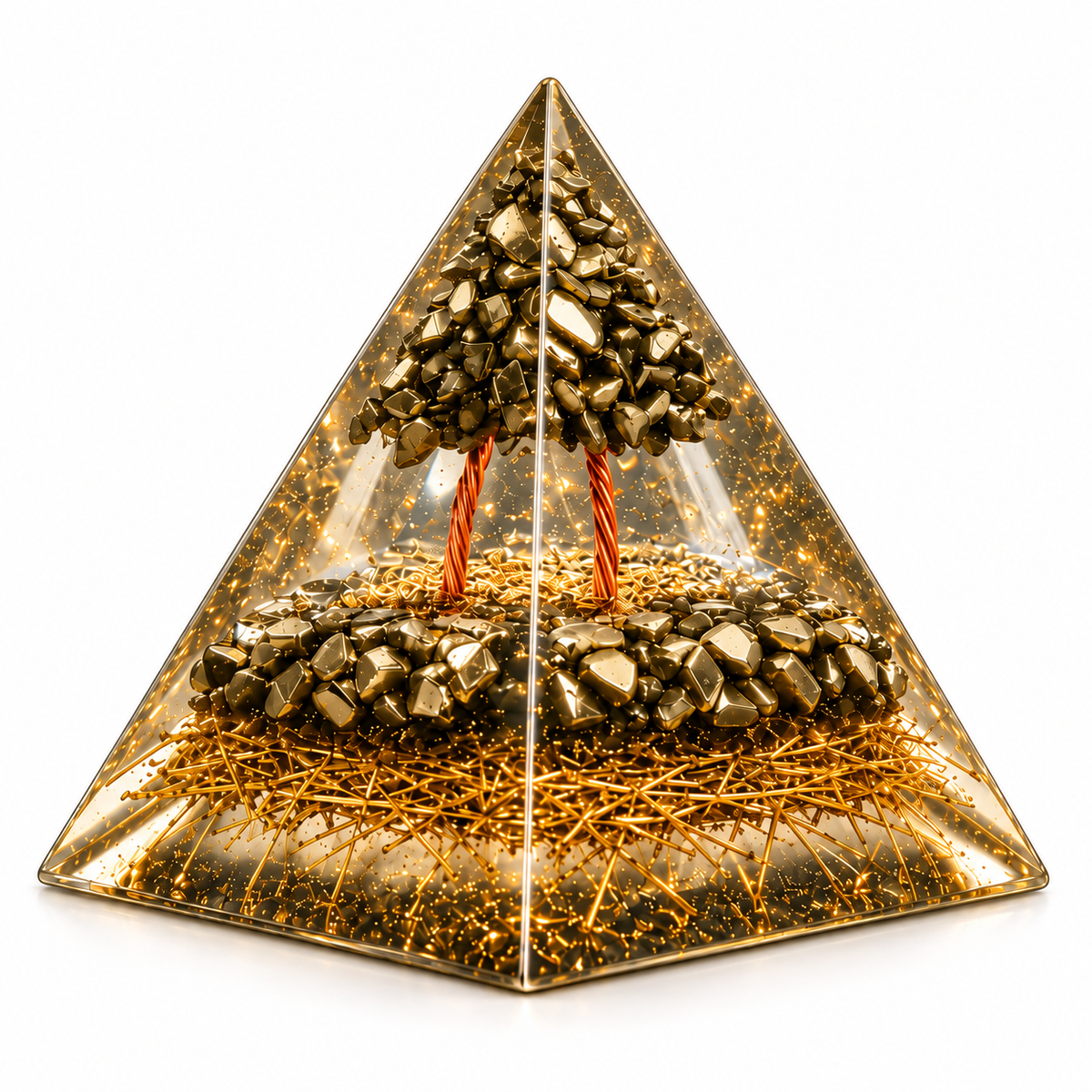 Pyrite Orgonite Money Magnet Pyramid | Wealth & Abundance Decor & Gift | Lab Certificate