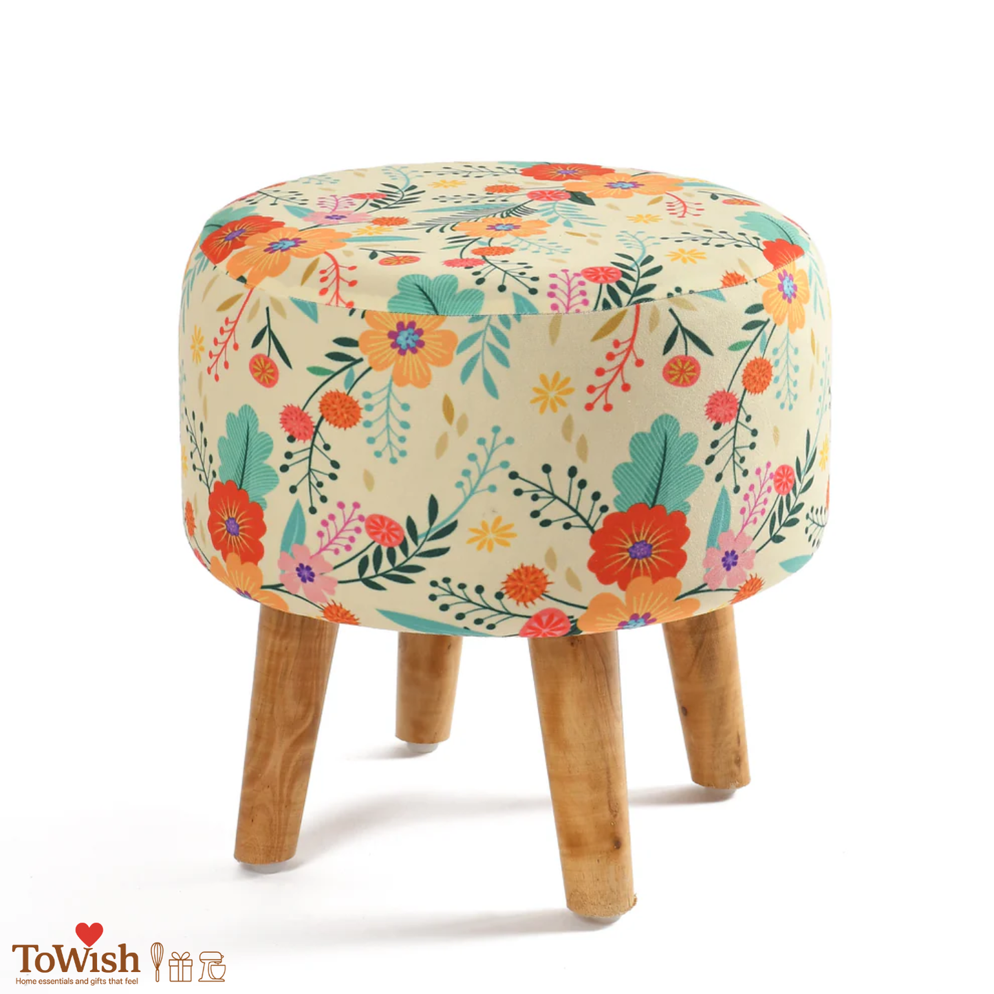 Warli Ottoman Stool - Set of 2 (Height-16" Inch x Diameter-16" Inch), Premium Quality