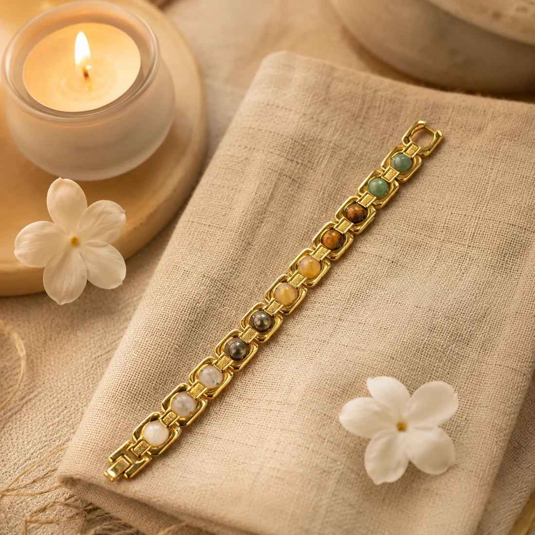 Dhan Yog Metal Bracelet in Antique Gold Finish | Crystal Bracelet for Wealth & Prosperity | Lab Certificate